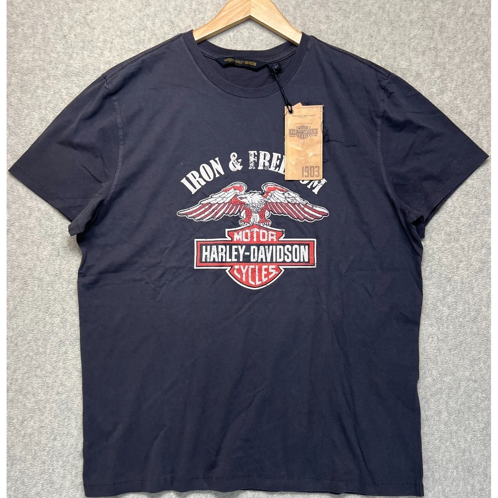 NWT Harley-Davidson Mens Crew Neck Graphic T-Shirt Gray Eagle Iron & Freedom XL